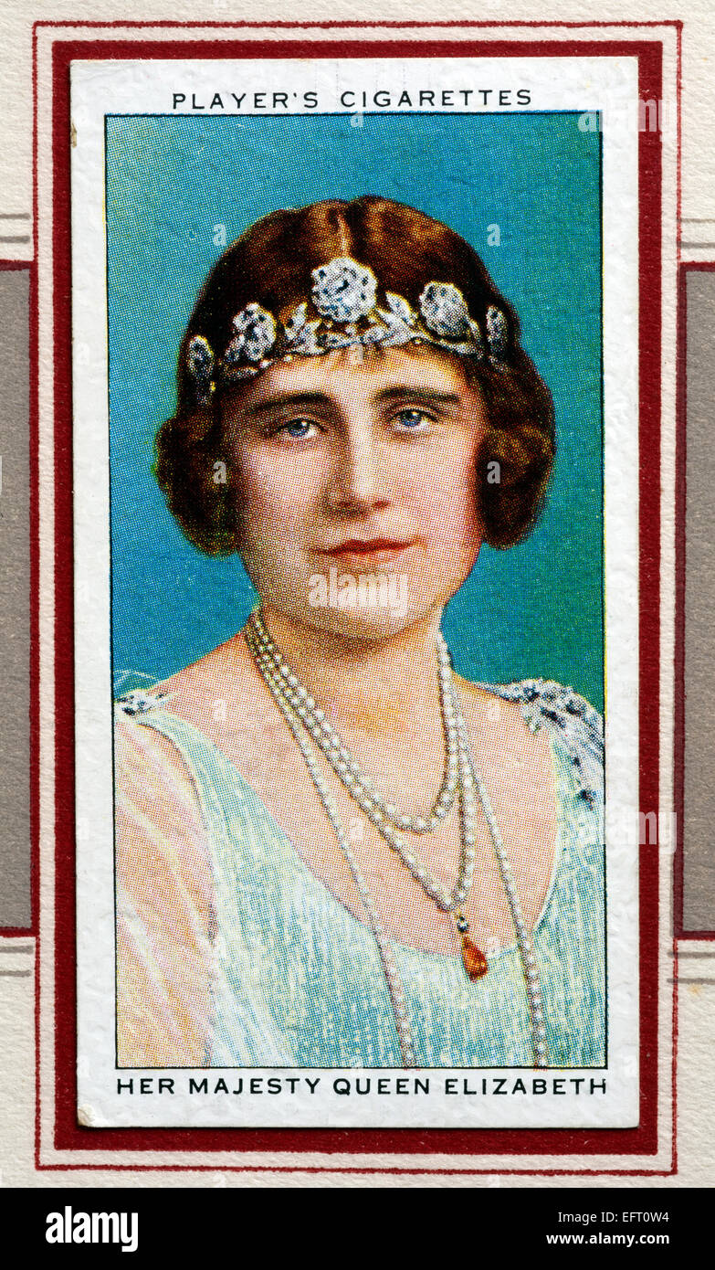 Player`s cigarette card - Her Majesty Queen Elizabeth Stock Photo